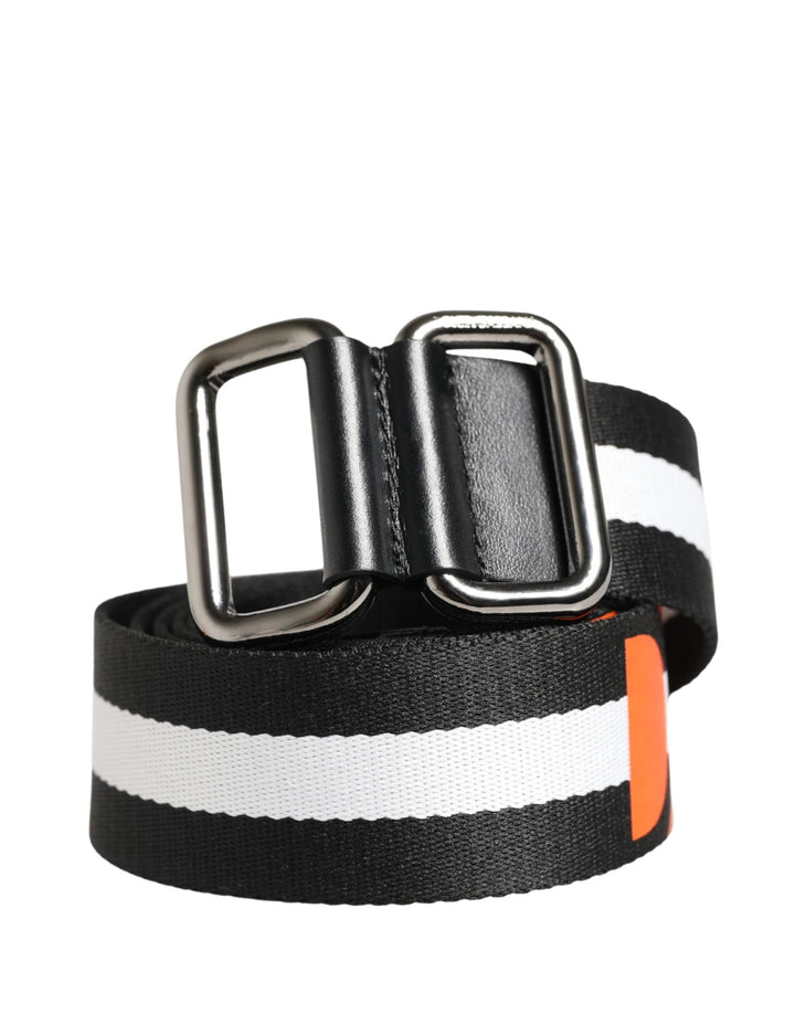 Dolce &amp; Gabbana Sample Sale Dolce &amp; Gabbana Men Black White Nylon Logo Metal Buckle Belt - | Designer outlet