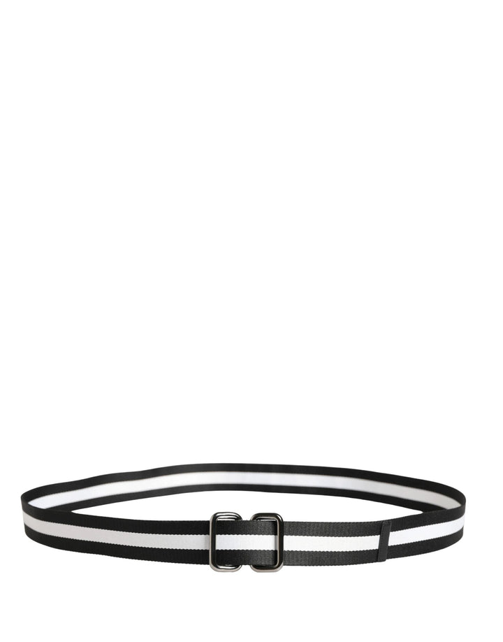 Dolce &amp; Gabbana Sample Sale Dolce &amp; Gabbana Men Black White Nylon Logo Metal Buckle Belt - | Designer outlet