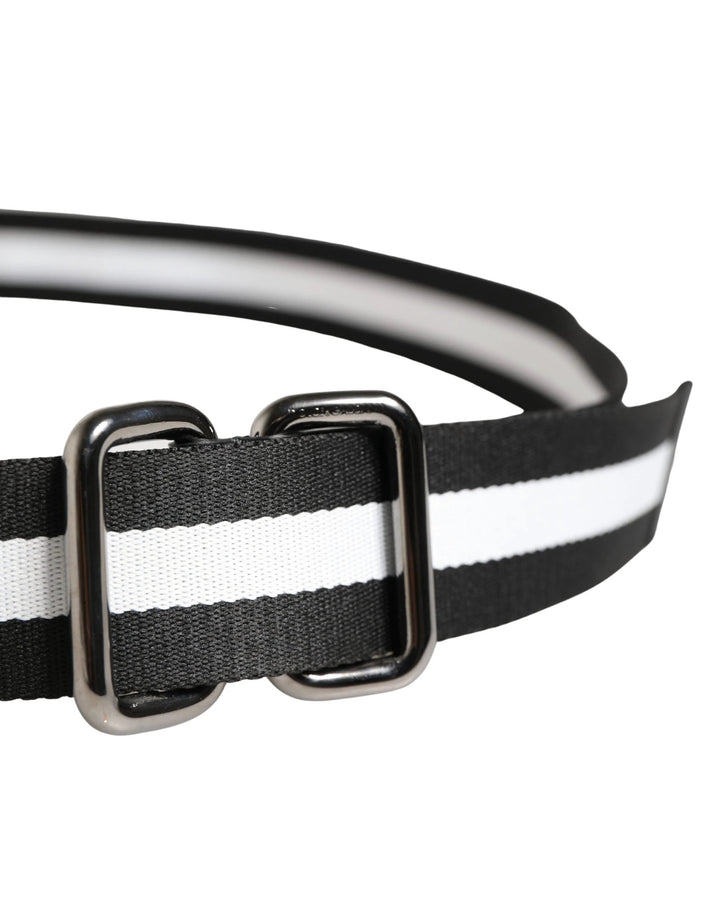 Dolce &amp; Gabbana Sample Sale Dolce &amp; Gabbana Men Black White Nylon Logo Metal Buckle Belt - | Designer outlet