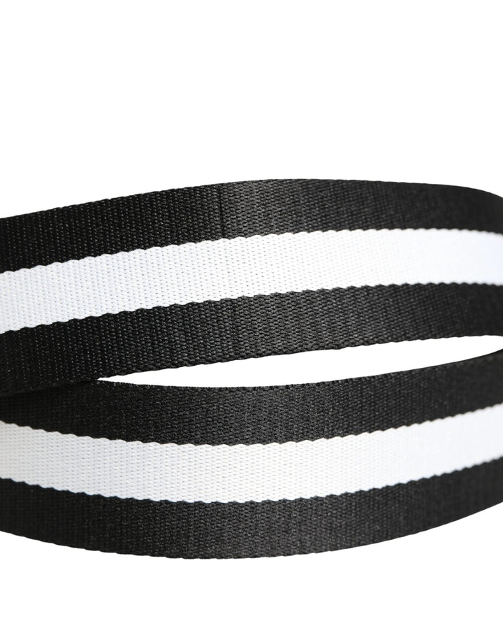 Dolce &amp; Gabbana Sample Sale Dolce &amp; Gabbana Men Black White Nylon Logo Metal Buckle Belt - | Designer outlet