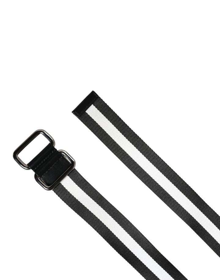 Dolce &amp; Gabbana Sample Sale Dolce &amp; Gabbana Men Black White Nylon Logo Metal Buckle Belt - | Designer outlet