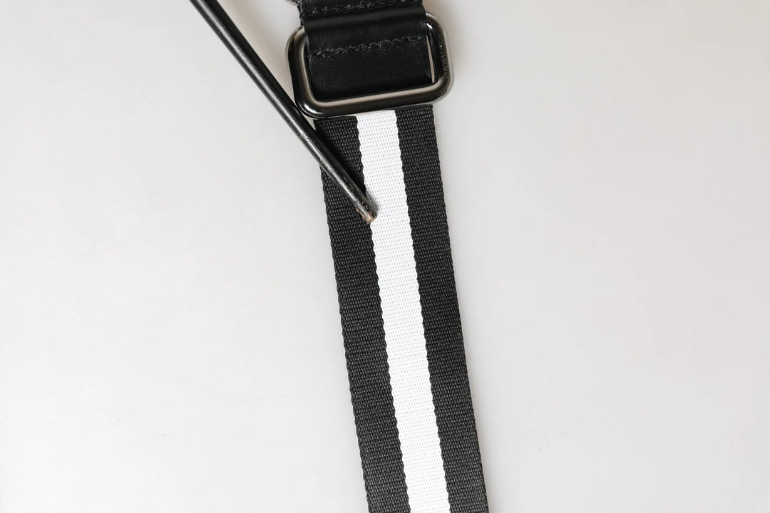 Dolce &amp; Gabbana Sample Sale Dolce &amp; Gabbana Men Black White Nylon Logo Metal Buckle Belt - | Designer outlet