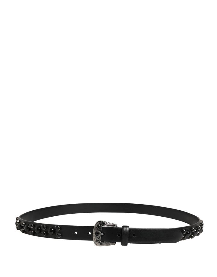 Dolce &amp; Gabbana Sample Sale Dolce &amp; Gabbana Men Black Calf Embellished Metal Buckle Belt - | Designer outlet
