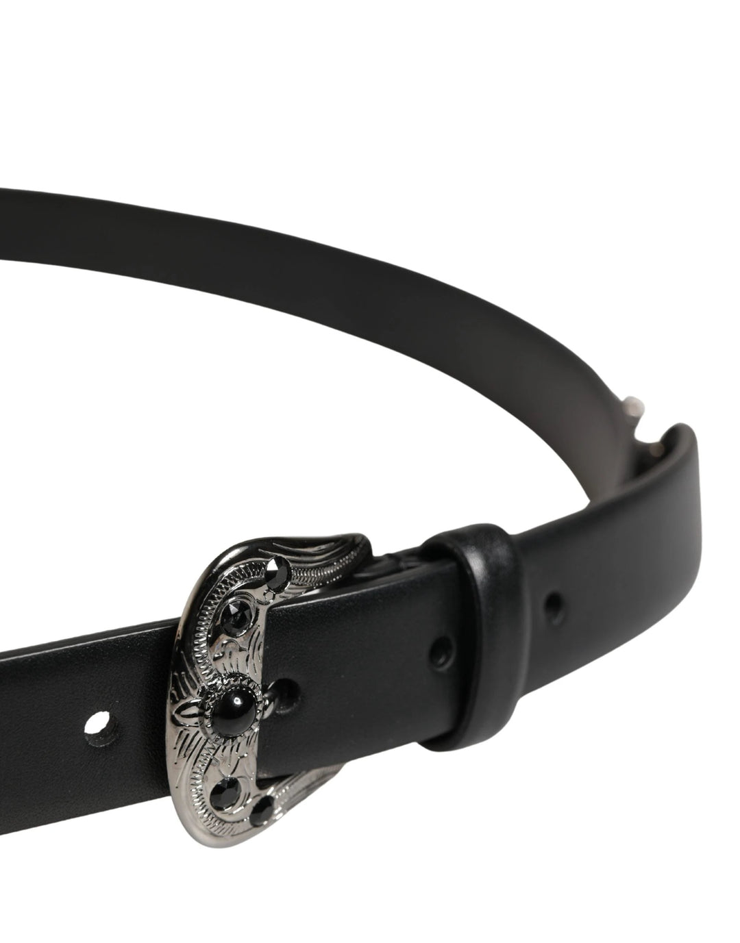 Dolce &amp; Gabbana Sample Sale Dolce &amp; Gabbana Men Black Calf Embellished Metal Buckle Belt - | Designer outlet