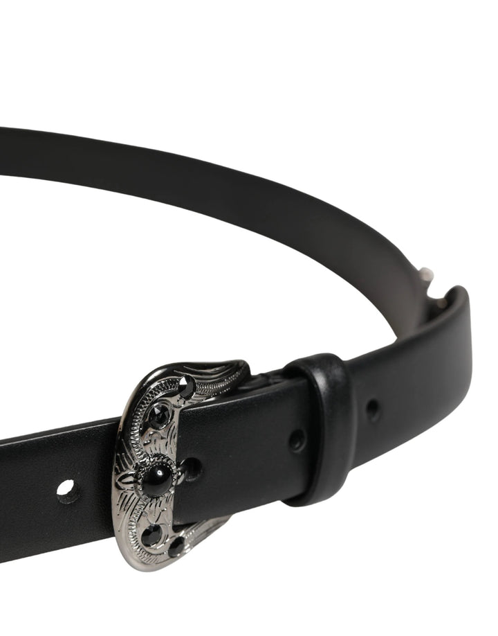 Dolce &amp; Gabbana Sample Sale Dolce &amp; Gabbana Men Black Calf Embellished Metal Buckle Belt - | Designer outlet
