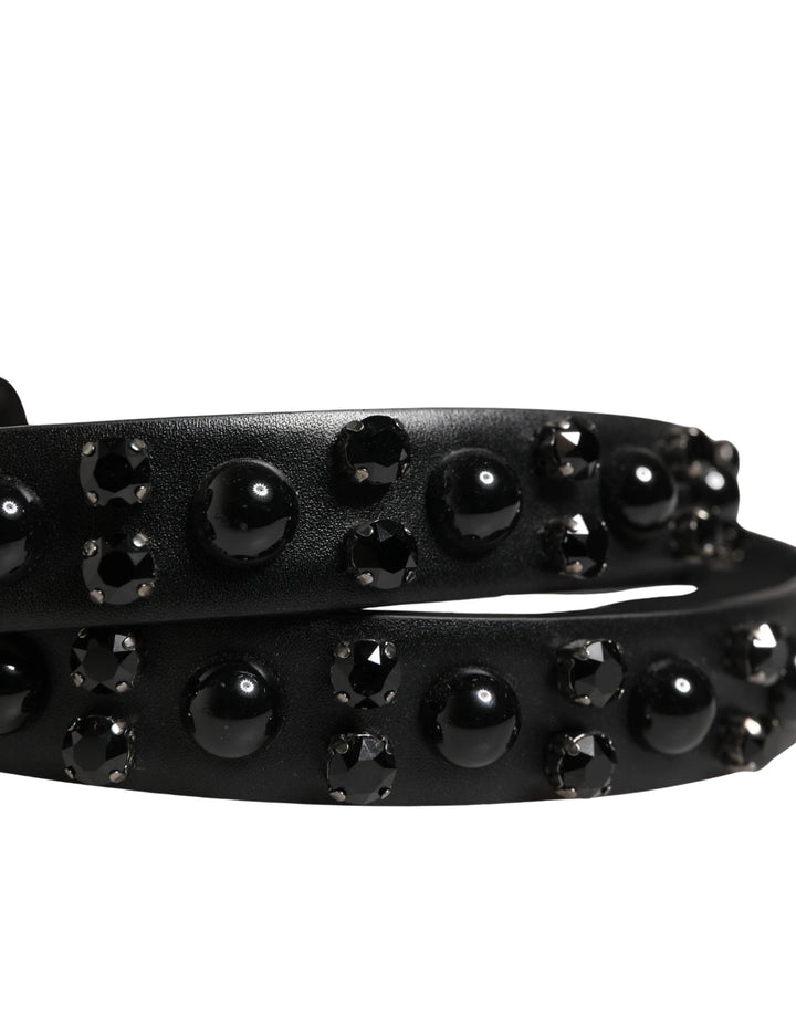 Dolce &amp; Gabbana Sample Sale Dolce &amp; Gabbana Men Black Calf Embellished Metal Buckle Belt - | Designer outlet