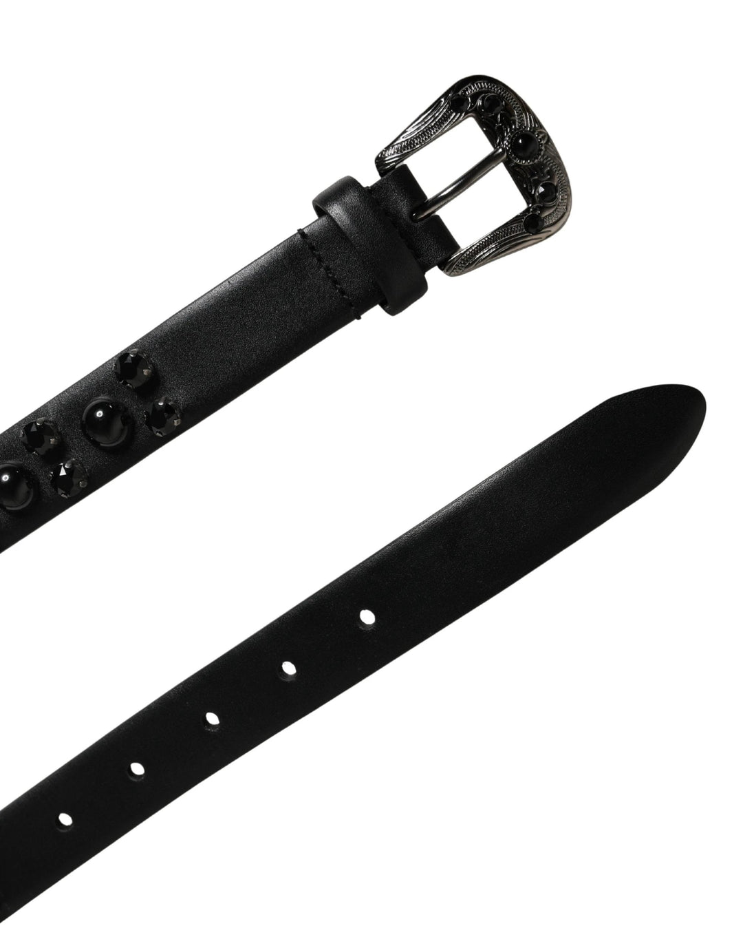 Dolce &amp; Gabbana Sample Sale Dolce &amp; Gabbana Men Black Calf Embellished Metal Buckle Belt - | Designer outlet