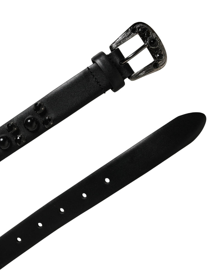 Dolce &amp; Gabbana Sample Sale Dolce &amp; Gabbana Men Black Calf Embellished Metal Buckle Belt - | Designer outlet
