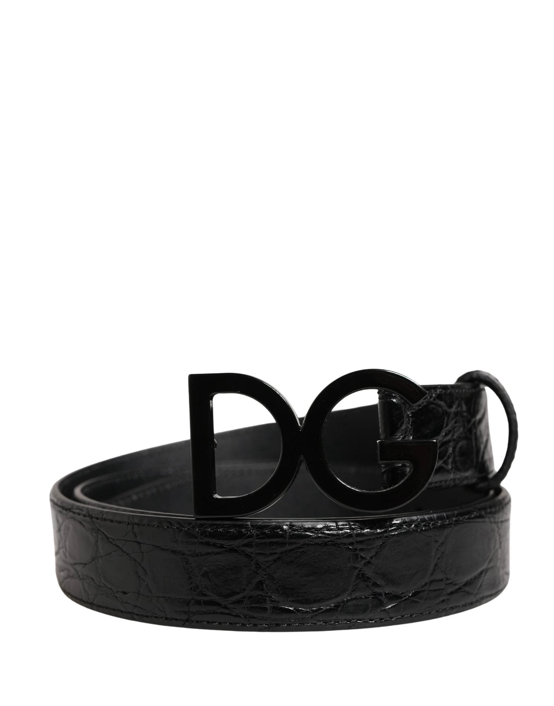 Dolce &amp; Gabbana Sample Sale Dolce &amp; Gabbana Men Black Exotic Leather Logo Buckle Belt - | Designer outlet