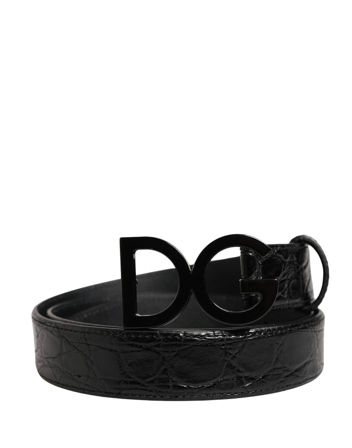 Dolce &amp; Gabbana Sample Sale Dolce &amp; Gabbana Men Black Exotic Leather Logo Buckle Belt - | Designer outlet