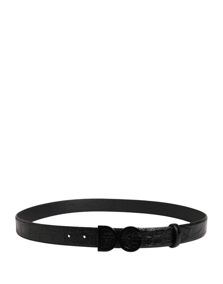Dolce &amp; Gabbana Sample Sale Dolce &amp; Gabbana Men Black Exotic Leather Logo Buckle Belt - | Designer outlet