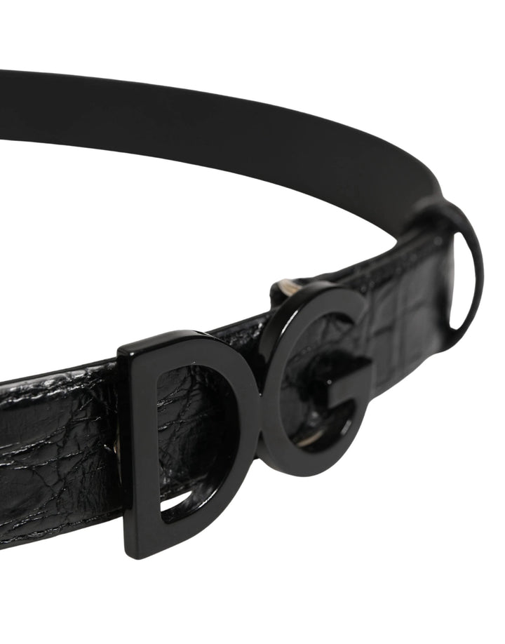 Dolce &amp; Gabbana Sample Sale Dolce &amp; Gabbana Men Black Exotic Leather Logo Buckle Belt - | Designer outlet
