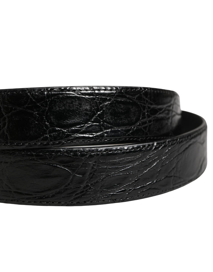 Dolce &amp; Gabbana Sample Sale Dolce &amp; Gabbana Men Black Exotic Leather Logo Buckle Belt - | Designer outlet