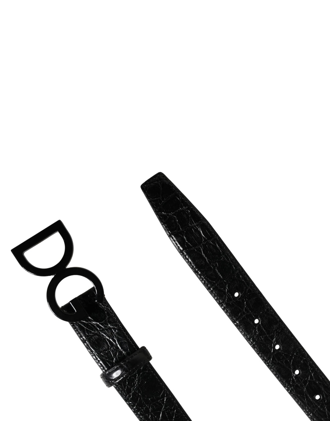 Dolce &amp; Gabbana Sample Sale Dolce &amp; Gabbana Men Black Exotic Leather Logo Buckle Belt - | Designer outlet