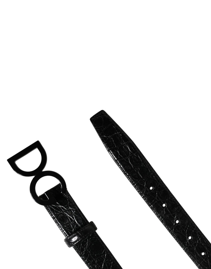 Dolce &amp; Gabbana Sample Sale Dolce &amp; Gabbana Men Black Exotic Leather Logo Buckle Belt - | Designer outlet