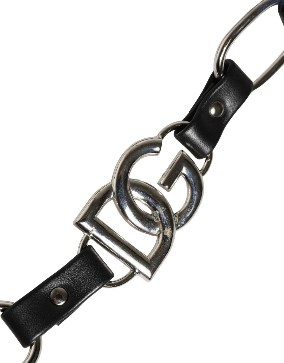 Dolce &amp; Gabbana Sample Sale Dolce &amp; Gabbana Black Leather Silver Chain Bag Accessory Shoulder Strap - | Designer outlet