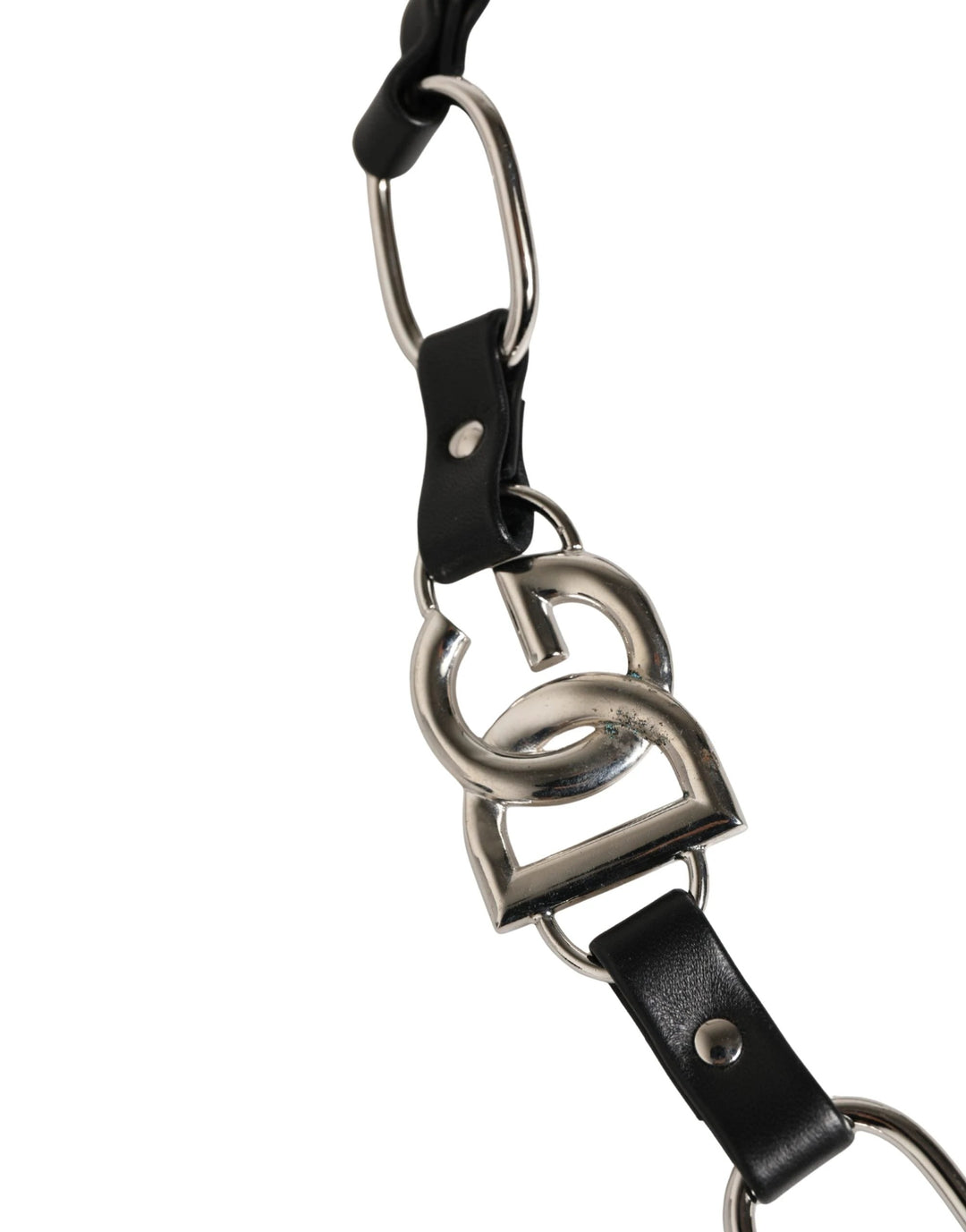 Dolce &amp; Gabbana Sample Sale Dolce &amp; Gabbana Black Leather Silver Chain Bag Accessory Shoulder Strap - | Designer outlet