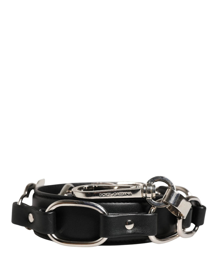 Dolce &amp; Gabbana Sample Sale Dolce &amp; Gabbana Black Leather Silver Chain Bag Accessory Shoulder Strap - | Designer outlet