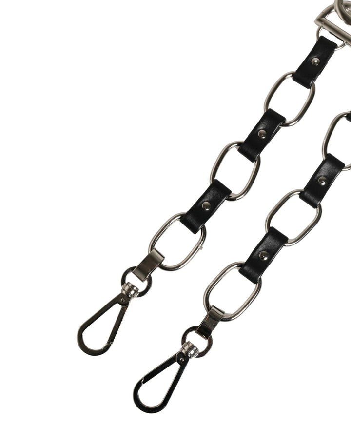 Dolce &amp; Gabbana Sample Sale Dolce &amp; Gabbana Black Leather Silver Chain Bag Accessory Shoulder Strap - | Designer outlet
