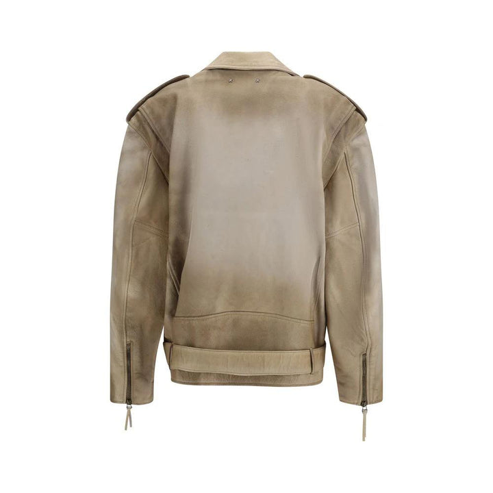 Golden Goose Sample Sale Golden Goose Beige Buffalo Leather Biker Jacket - | Designer outlet
