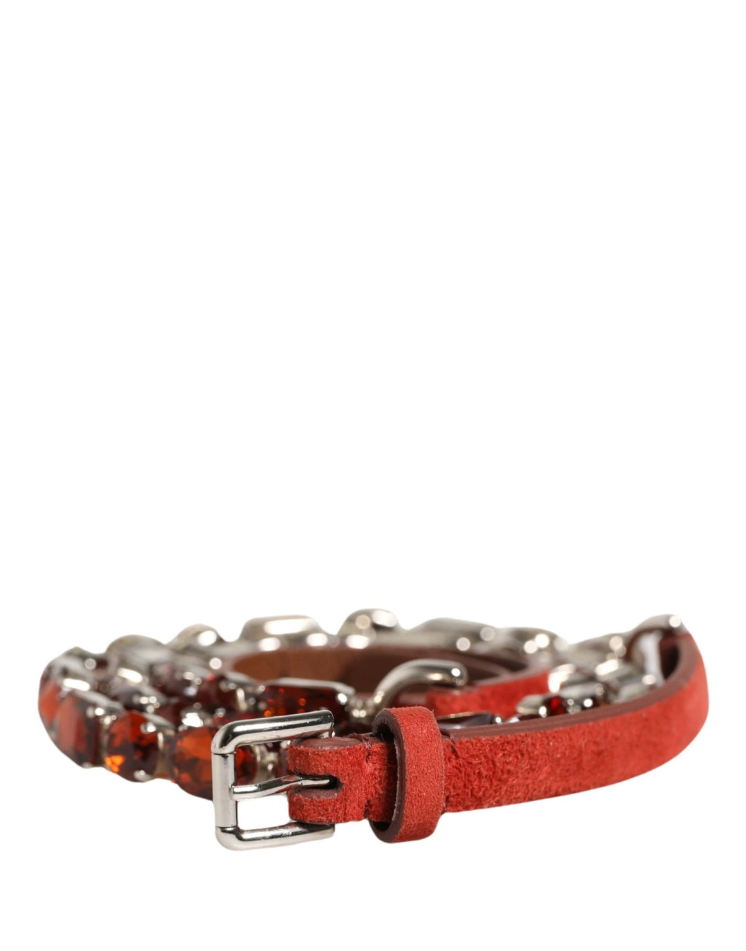 Dolce &amp; Gabbana Sample Sale Dolce &amp; Gabbana Red Velvet Crystals Chain Embellished Belt - | Designer outlet
