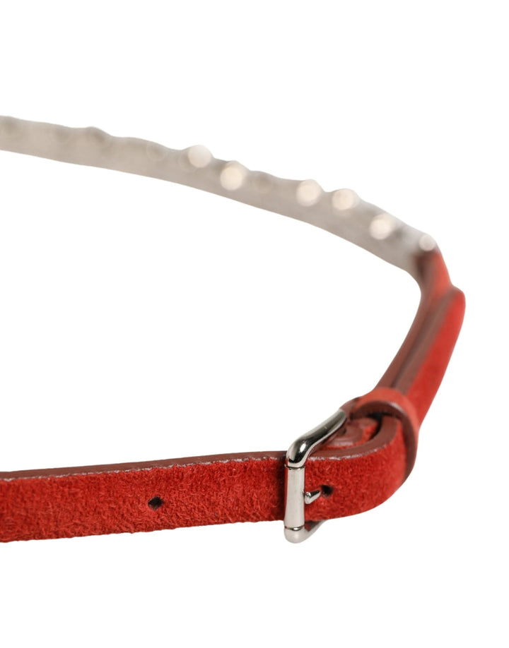 Dolce &amp; Gabbana Sample Sale Dolce &amp; Gabbana Red Velvet Crystals Chain Embellished Belt - | Designer outlet