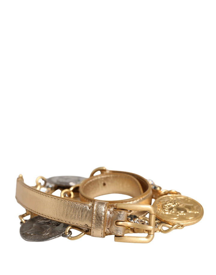 Dolce &amp; Gabbana Sample Sale Dolce &amp; Gabbana Gold Brass Chain Coin Embellished Metal Buckle Belt - | Designer outlet