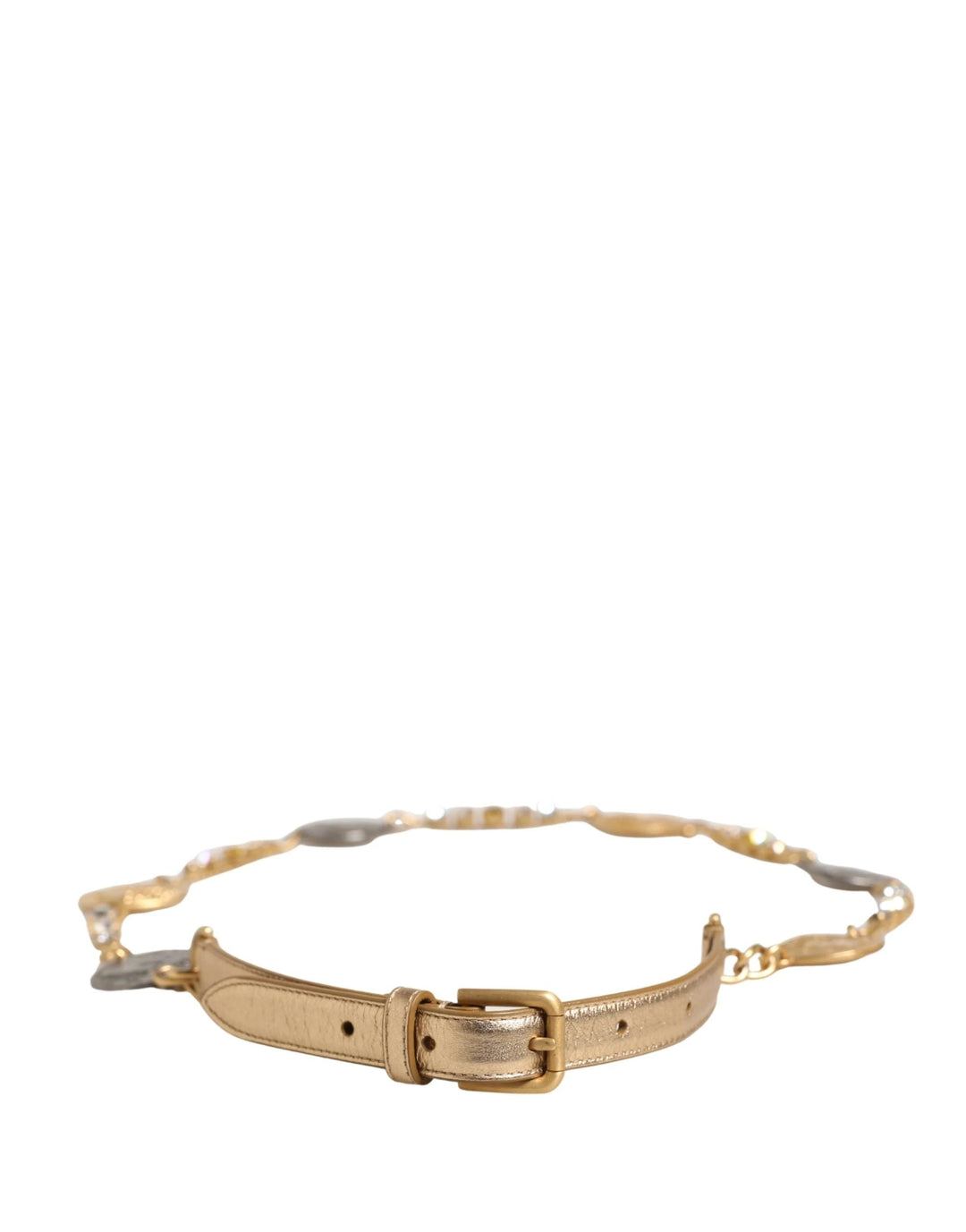 Dolce &amp; Gabbana Sample Sale Dolce &amp; Gabbana Gold Brass Chain Coin Embellished Metal Buckle Belt - | Designer outlet