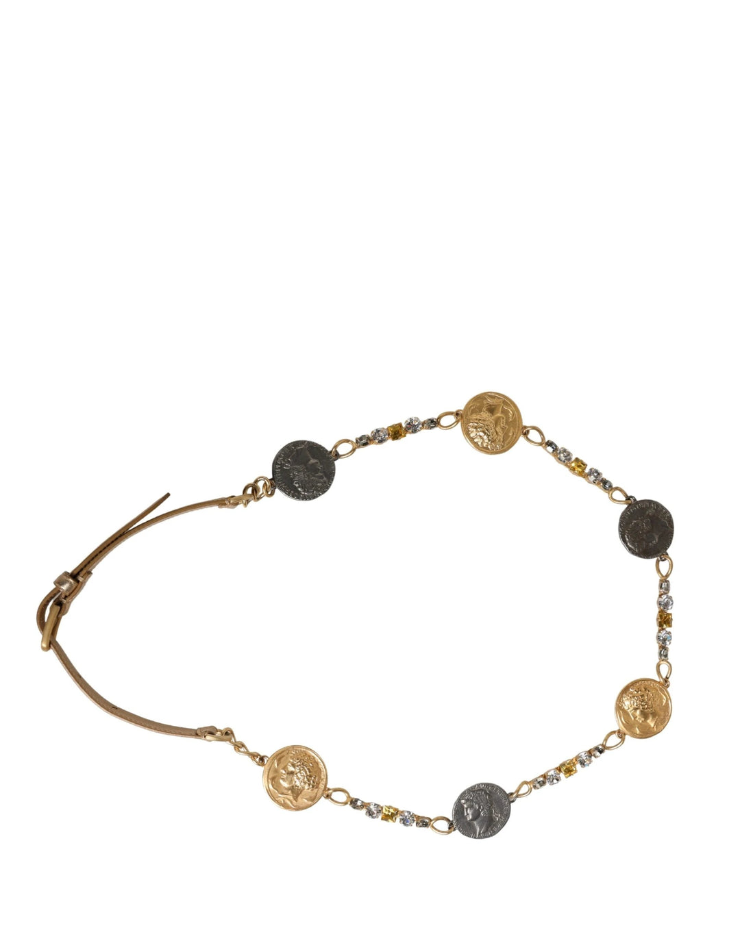 Dolce &amp; Gabbana Sample Sale Dolce &amp; Gabbana Gold Brass Chain Coin Embellished Metal Buckle Belt - | Designer outlet