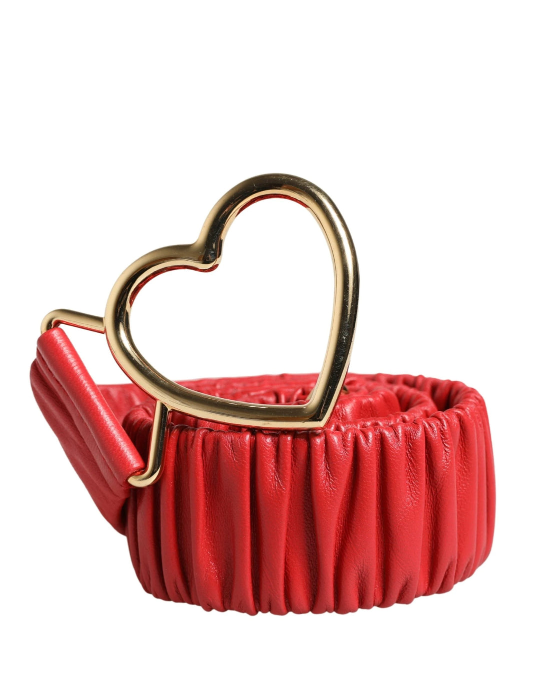 Dolce &amp; Gabbana Sample Sale Dolce &amp; Gabbana Red Leather Gold Heart Metal Buckle Belt - | Designer outlet