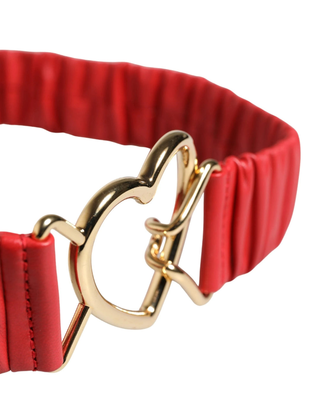 Dolce &amp; Gabbana Sample Sale Dolce &amp; Gabbana Red Leather Gold Heart Metal Buckle Belt - | Designer outlet