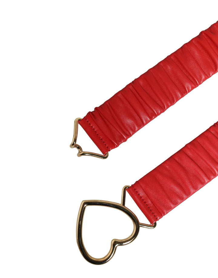 Dolce &amp; Gabbana Sample Sale Dolce &amp; Gabbana Red Leather Gold Heart Metal Buckle Belt - | Designer outlet