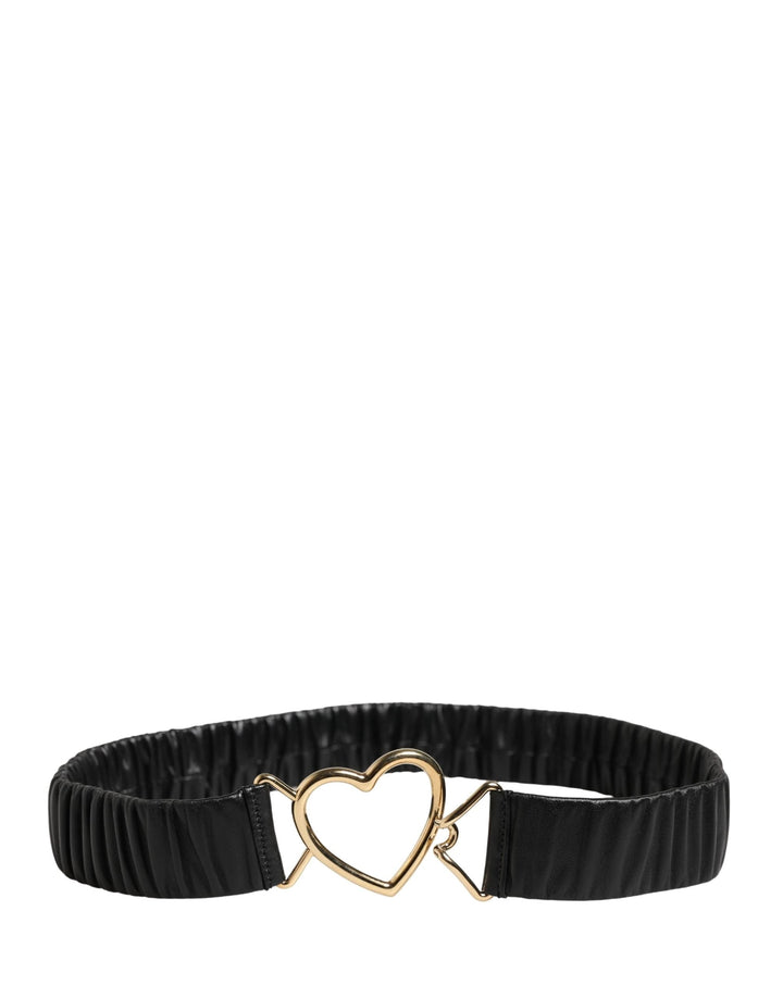 Dolce &amp; Gabbana Sample Sale Dolce &amp; Gabbana Black Leather Gold Heart Metal Buckle Belt - | Designer outlet