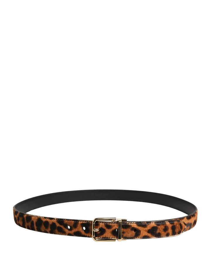 Dolce &amp; Gabbana Sample Sale Dolce &amp; Gabbana Brown Calf Fur Leopard Metal Buckle Belt - | Designer outlet