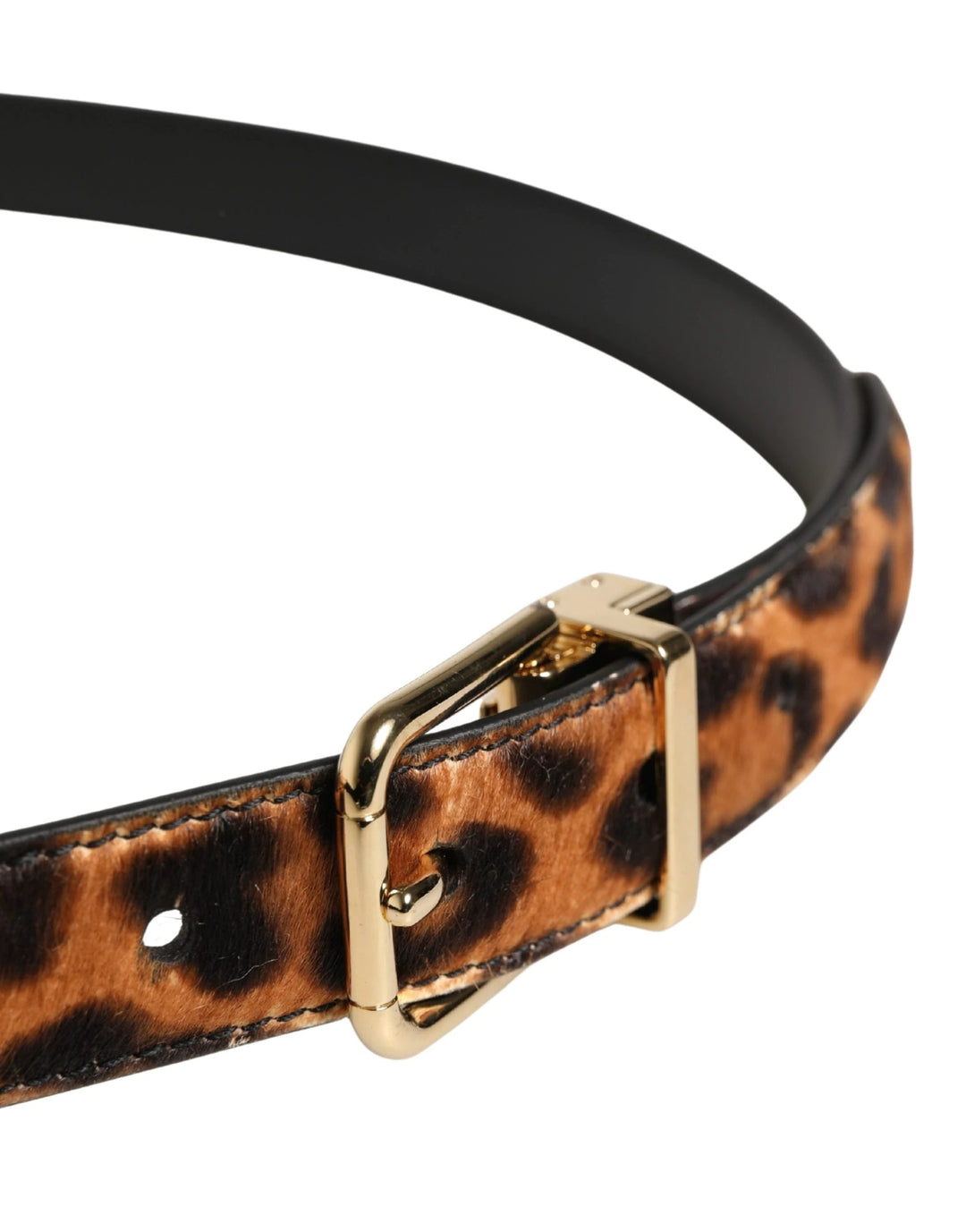Dolce &amp; Gabbana Sample Sale Dolce &amp; Gabbana Brown Calf Fur Leopard Metal Buckle Belt - | Designer outlet
