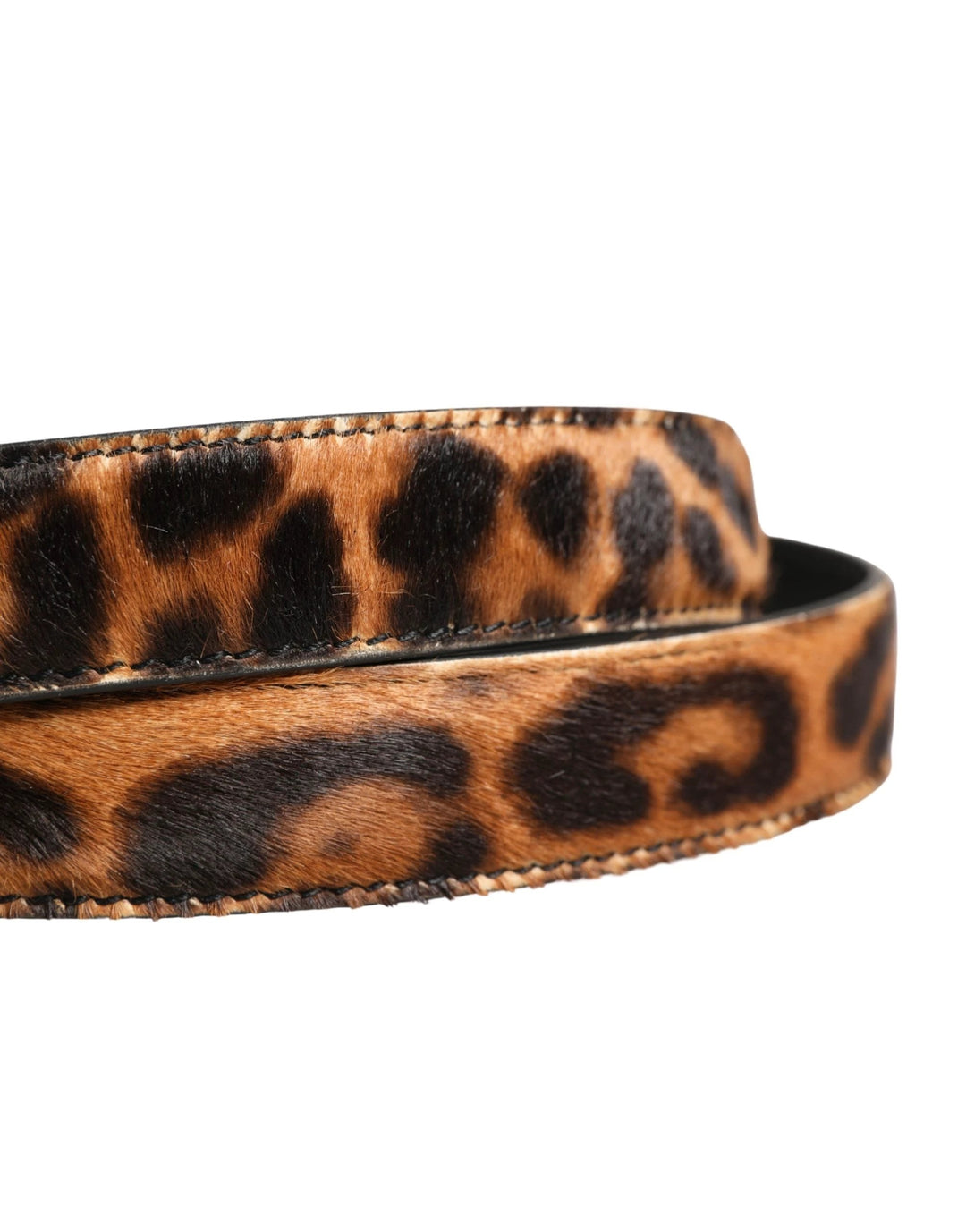 Dolce &amp; Gabbana Sample Sale Dolce &amp; Gabbana Brown Calf Fur Leopard Metal Buckle Belt - | Designer outlet