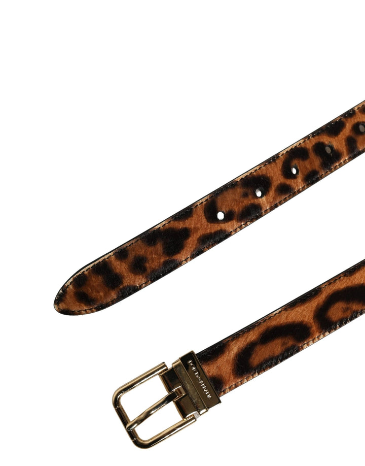 Dolce &amp; Gabbana Sample Sale Dolce &amp; Gabbana Brown Calf Fur Leopard Metal Buckle Belt - | Designer outlet