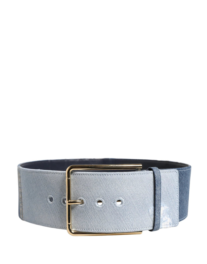 Dolce &amp; Gabbana Sample Sale Dolce &amp; Gabbana Blue Two Tone Denim Gold Metal Buckle Belt - | Designer outlet