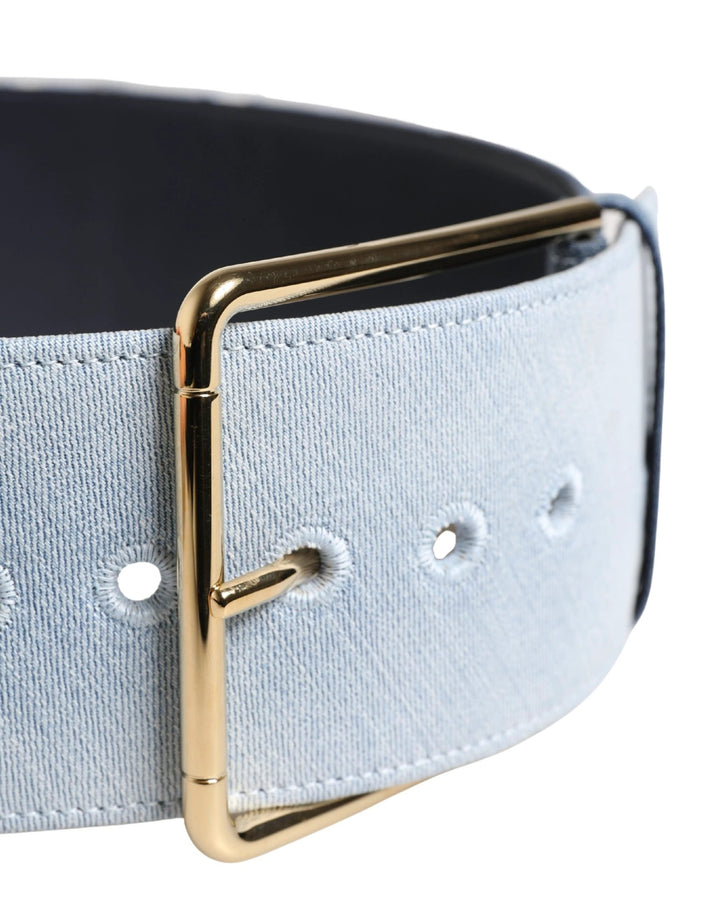 Dolce &amp; Gabbana Sample Sale Dolce &amp; Gabbana Blue Two Tone Denim Gold Metal Buckle Belt - | Designer outlet