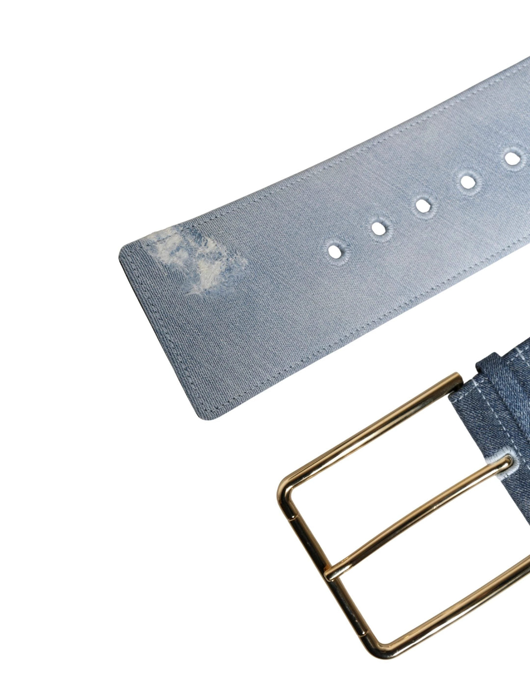 Dolce &amp; Gabbana Sample Sale Dolce &amp; Gabbana Blue Two Tone Denim Gold Metal Buckle Belt - | Designer outlet