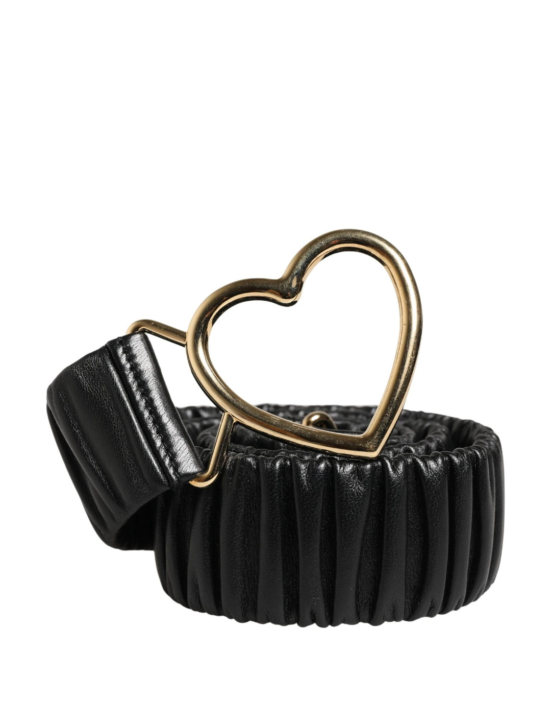 Dolce &amp; Gabbana Sample Sale Dolce &amp; Gabbana Black Leather Gold Heart Metal Buckle Belt - | Designer outlet