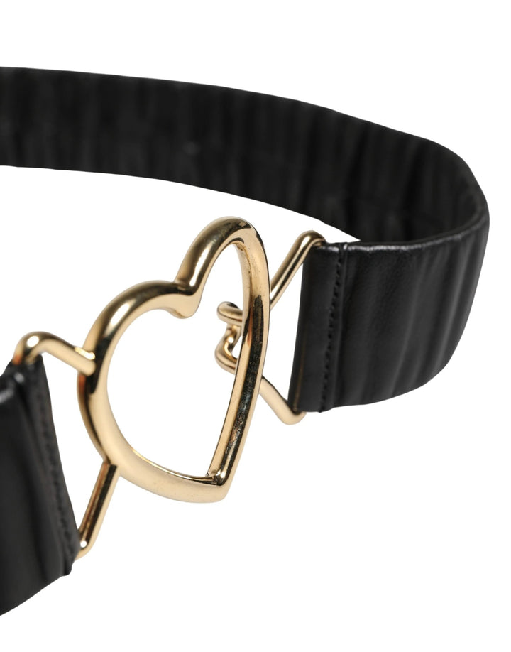 Dolce &amp; Gabbana Sample Sale Dolce &amp; Gabbana Black Leather Gold Heart Metal Buckle Belt - | Designer outlet