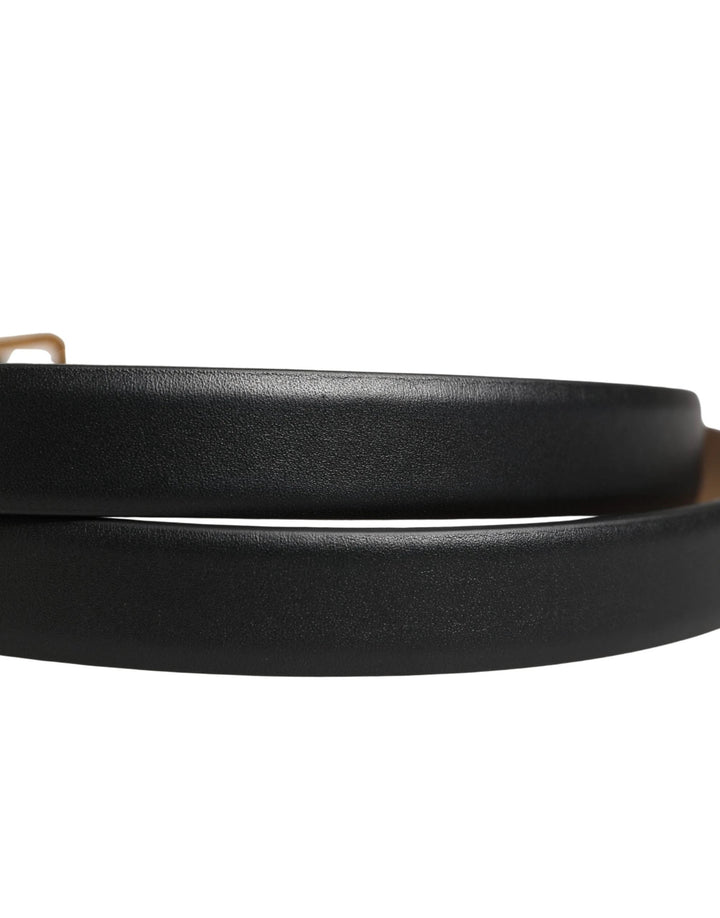 Dolce &amp; Gabbana Sample Sale Dolce &amp; Gabbana Black Classic Leather Gold Metal Buckle Belt - | Designer outlet