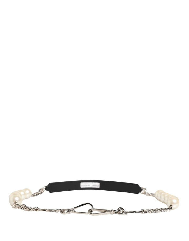 Dolce &amp; Gabbana Sample Sale Dolce &amp; Gabbana Black Leather Silver Chain Bag Accessory Shoulder Strap - | Designer outlet
