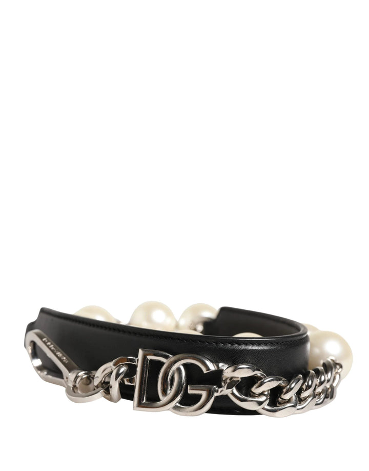 Dolce &amp; Gabbana Sample Sale Dolce &amp; Gabbana Black Leather Silver Chain Bag Accessory Shoulder Strap - | Designer outlet