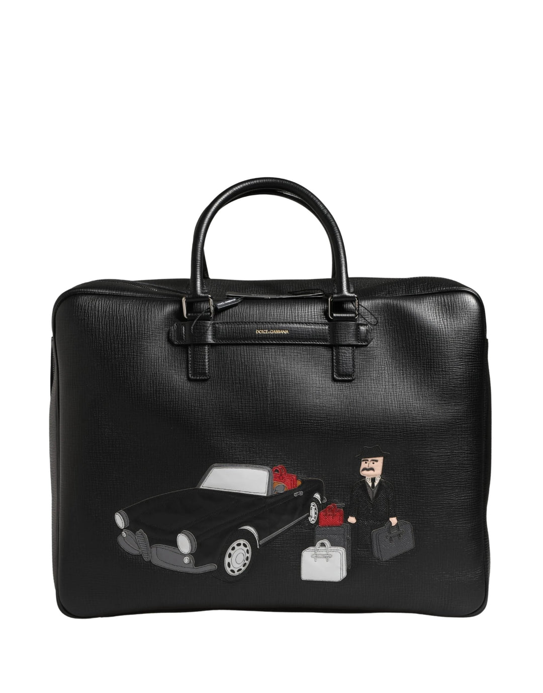 Dolce &amp; Gabbana Sample Sale Dolce &amp; Gabbana Black Car Man Applique Leather Weekender Borse Bag - | Designer outlet