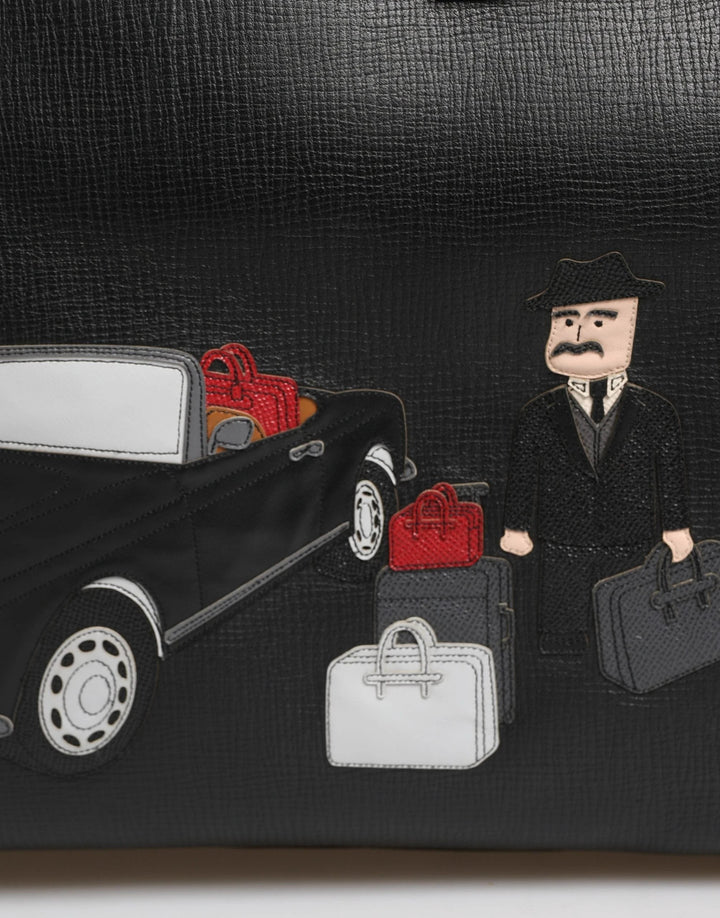Dolce &amp; Gabbana Sample Sale Dolce &amp; Gabbana Black Car Man Applique Leather Weekender Borse Bag - | Designer outlet