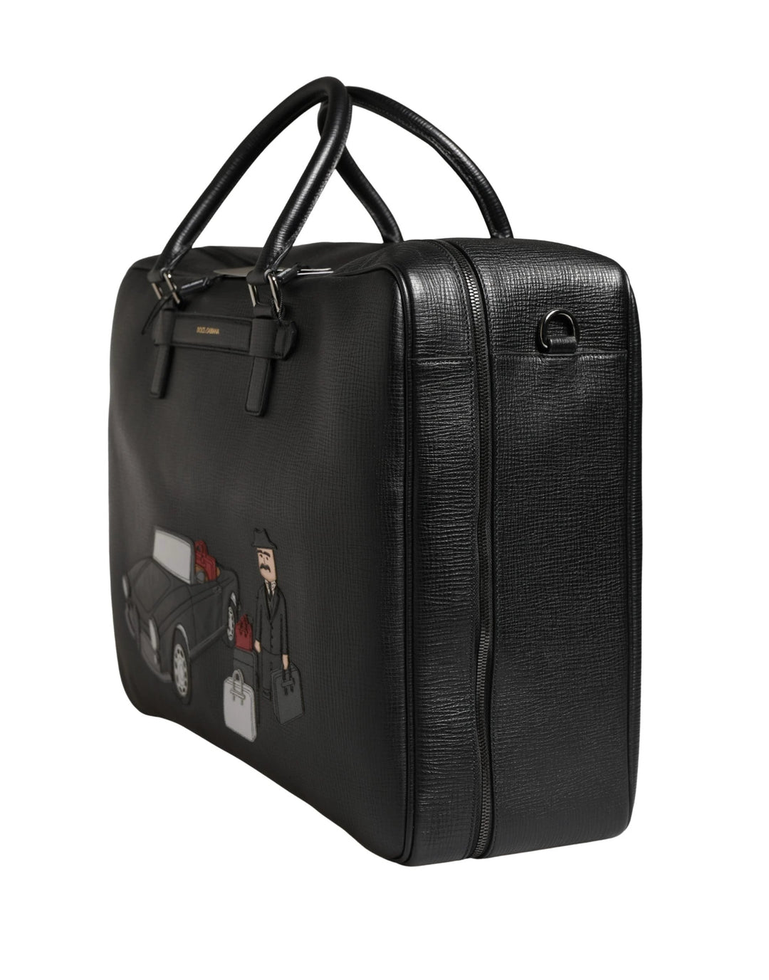 Dolce &amp; Gabbana Sample Sale Dolce &amp; Gabbana Black Car Man Applique Leather Weekender Borse Bag - | Designer outlet