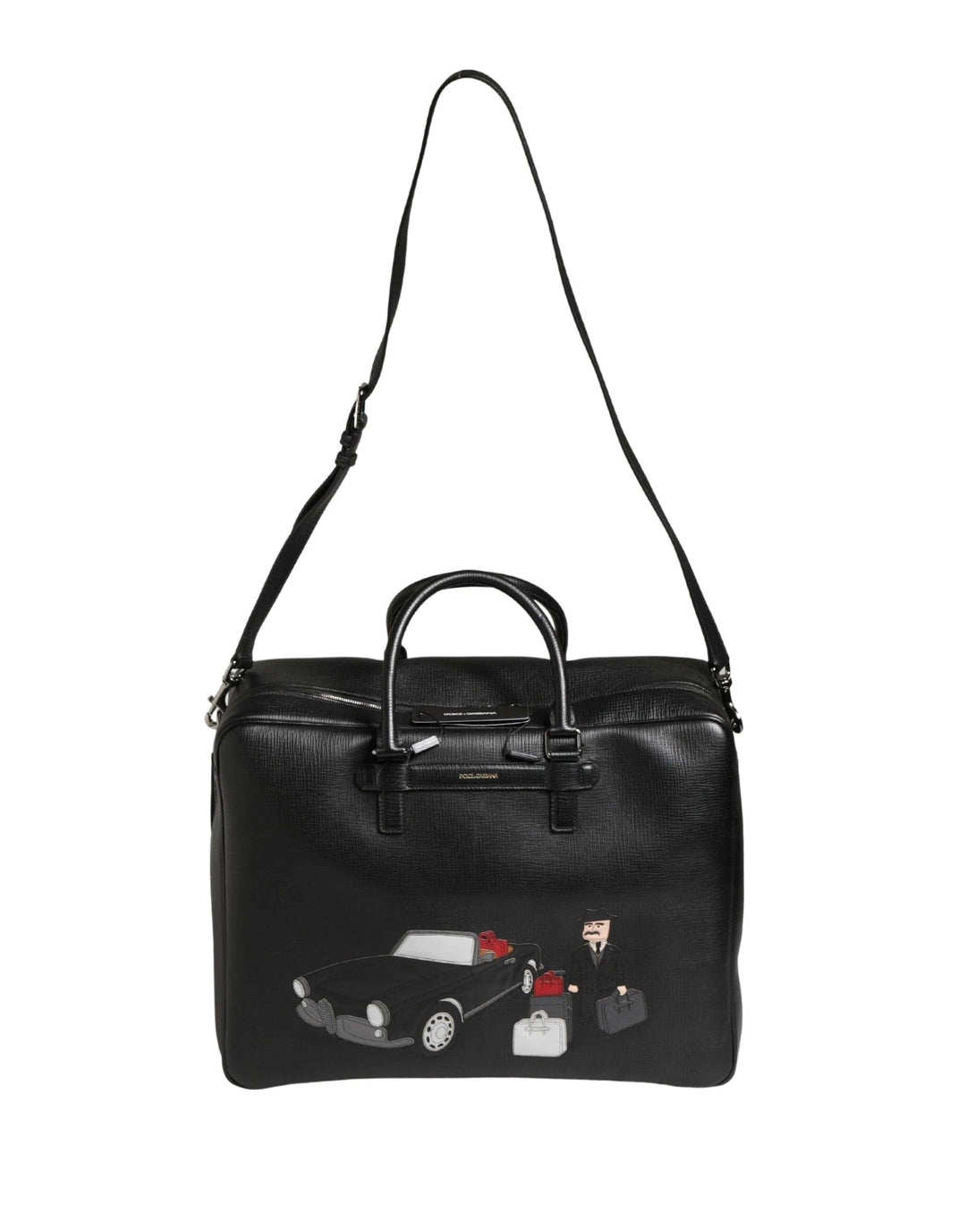 Dolce &amp; Gabbana Sample Sale Dolce &amp; Gabbana Black Car Man Applique Leather Weekender Borse Bag - | Designer outlet