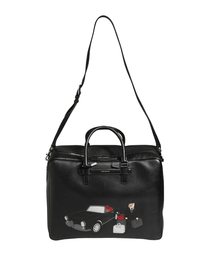 Dolce &amp; Gabbana Sample Sale Dolce &amp; Gabbana Black Car Man Applique Leather Weekender Borse Bag - | Designer outlet